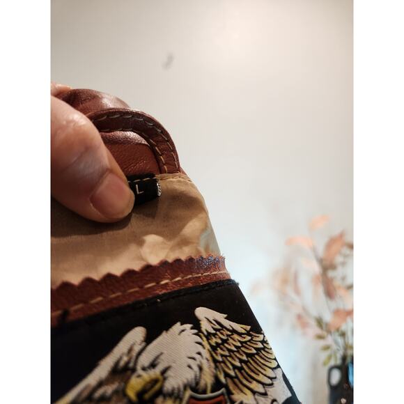 Harley-Davidson Women's Leather Jacket Brown‎ Beaded Wings Size L Vintage 2006 - Picture 4 of 10